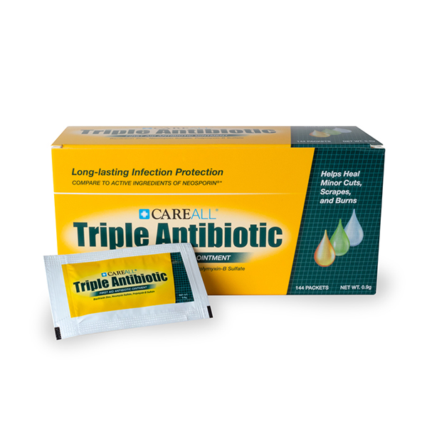 Triple Antibiotic Ointment 0.9 Gram Individual Packets Compared to the Active Ingredients in Neosporin® (144/BX 12BX/CS) by New World Imports  ID TAOP9